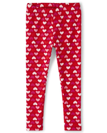 NWT Gymboree BUNDLED & BRIGHT White Heart Print Knit Leggings 