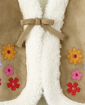 Girls Embroidered Floral Vest - Little Llamas