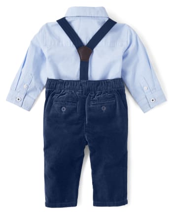 Baby Boys Button Up Bodysuit And Dress Pants Set - Family Celebrations Green