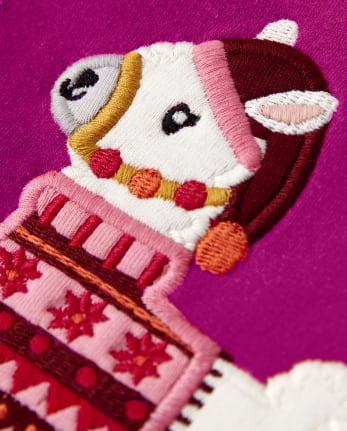 Girls Embroidered Llama Hoodie - Little Llamas