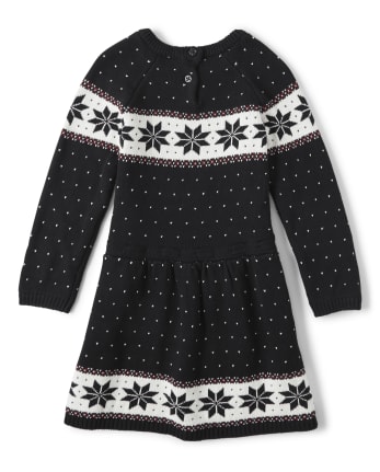 Girls Fairisle Sweater Dress - Reindeer Cheer