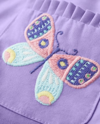 Girls Embroidered Pocket Shorts - Backyard Explorer