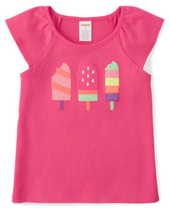 Girls Embroidered Popsicle Flutter Top - Popsicle Party
