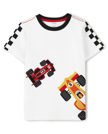 Boys Embroidered Racecar Top - Start Your Engines