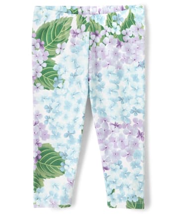 Girls Hydrangea Capri Leggings - Spring Blooms