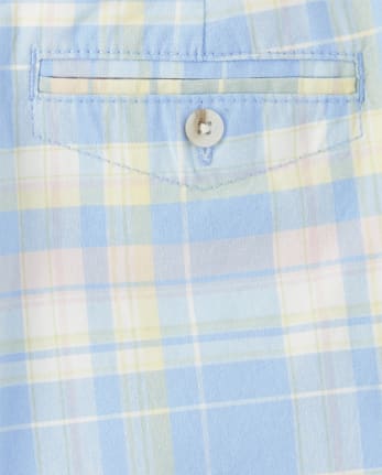 Boys Belted Plaid Chino Shorts - Spring Celebrations