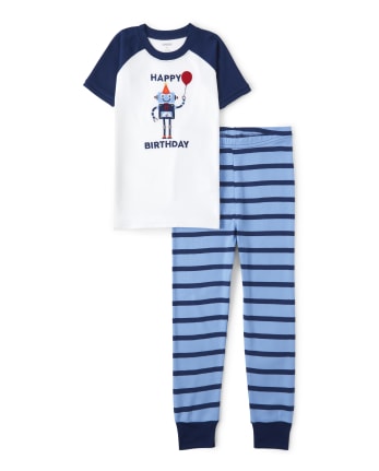 Pyjama en coton ajusté pour garçon avec motif robot anniversaire - Gymmies