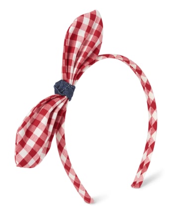 Girls Gingham Bow Headband - Farming Friends