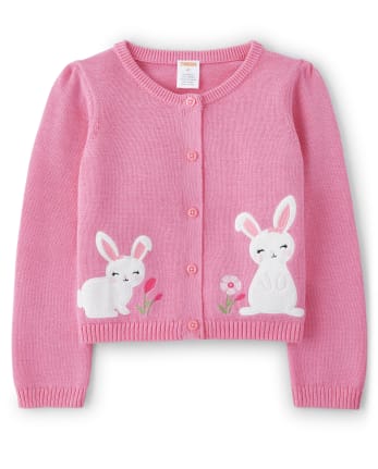 Girls Long Sleeve Embroidered Bunny Cardigan - Spring Celebrations ...
