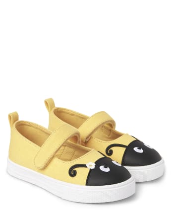 Girls Embroidered Bee Sneakers - Busy Little Bee