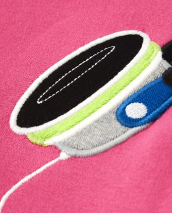Girls Embroidered Headphones Top - Rock Academy