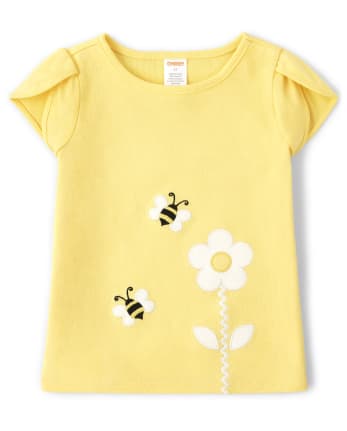 Girls Embroidered Daisy Tulip Top - Busy Little Bee