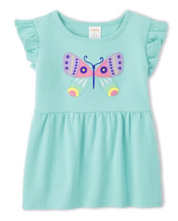 Girls Embroidered Butterfly Babydoll Top - Backyard Explorer