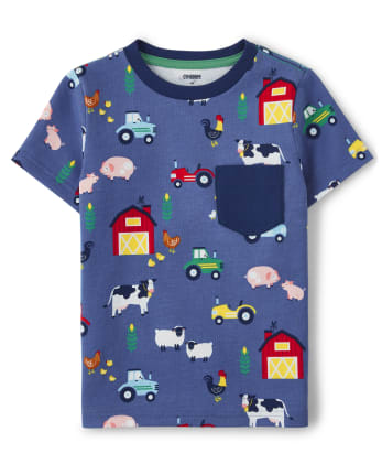 Boys Animal Pocket Top - Farming Friends