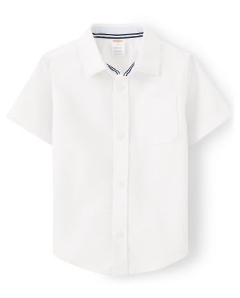 Boys Oxford Button Down Top with Stain and Wrinkle Resistance