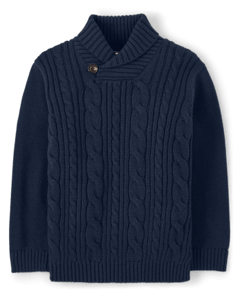 Boys Cable Knit Shawl Sweater - Uniform