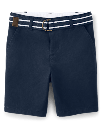 Boys Stain and Wrinkle-Resistant Belted Chino Shorts - Uniform