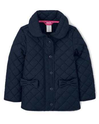 Girls Long Sleeve Quilted Jacket Uniform BLUE Gymboree