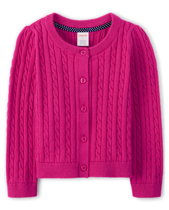 Girls Cable Knit Cardigan - Uniform