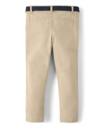 Girls Belted Chino Pants with Stain and Wrinkle Resistance - Uniform