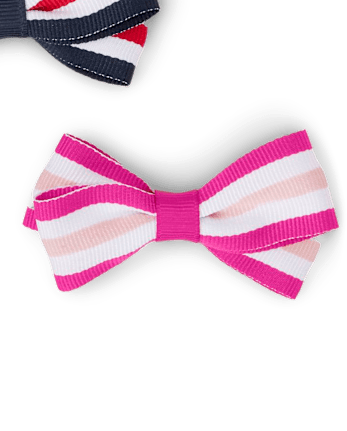 Lot de 4 pinces à cheveux avec nœud rayé pour filles - Uniforme