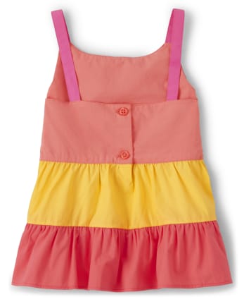 Girls Colorblock Tiered Top - Pineapple Punch