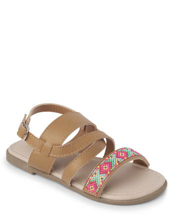 Girls Embroidered Sandals - Music Festival