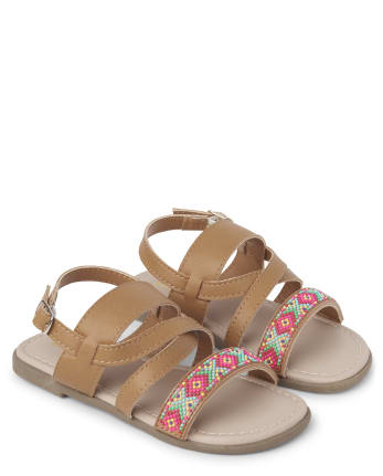 Girls Embroidered Sandals - Music Festival