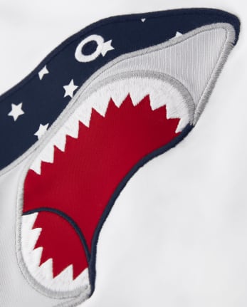 Boys Long Raglan Sleeve Shark Rashguard - American Cutie
