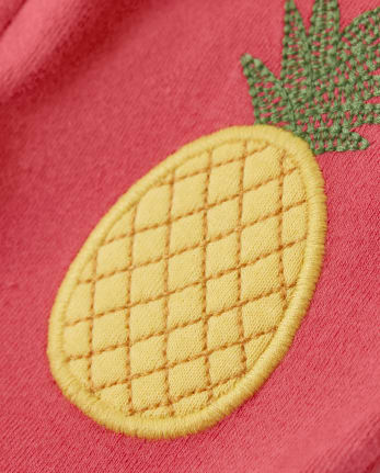 Girls Embroidered Capri Leggings - Pineapple Punch