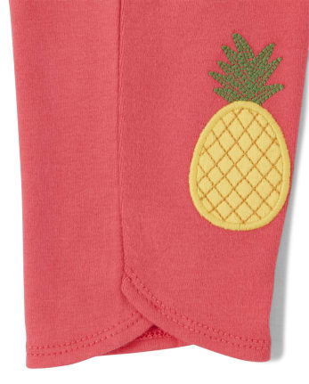 Girls Embroidered Capri Leggings - Pineapple Punch