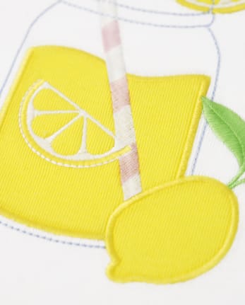 Girls Embroidered Lemonade Ruffle Top - Citrus & Sunsine