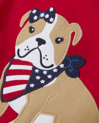 Top bordado con aleteo de perro para niñas - American Cutie