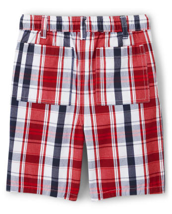 Boys Plaid Pull On Shorts - American Cutie