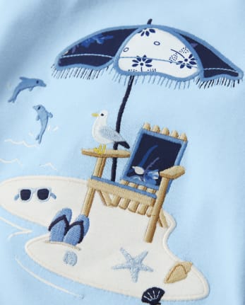 Girls Embroidered Beach Top - Blue Skies