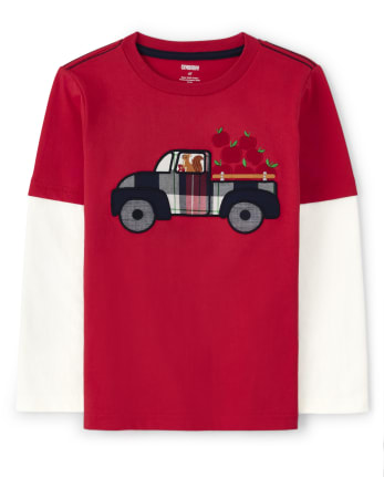 Boys Embroidered Truck Layered Top - Head of the Class