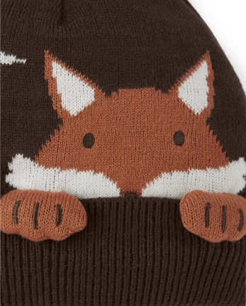 Gorro con bordado de zorro para niños - Cosecha de otoño