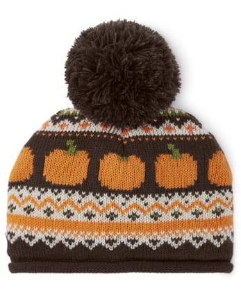 Bonnet à Pompon Fairisle Citrouille pour Garçon - Perfect Pumpkin