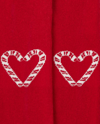 Girls Candy Cane Heart Tights 2-Pack - Holiday Express