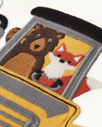 Boys Embroidered Tractor Top - Autumn Harvest