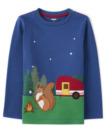 Boys Embroidered Squirrel Top - S'more Fun