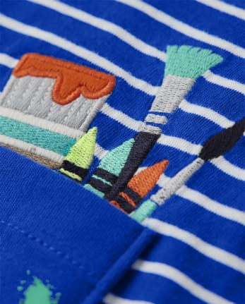 Boys Striped Art Supplies Top - Future Artist