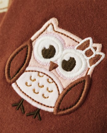 Girls Embroidered Owl Leggings - Autumn Harvest