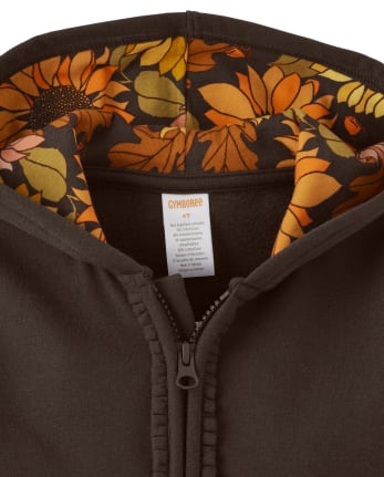 Girls Embroidered Sunflower Hoodie - Autumn Harvest