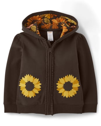 Sunflower zip up hoodie top