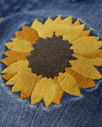 Girls Sunflower Denim Pants - Autumn Harvest