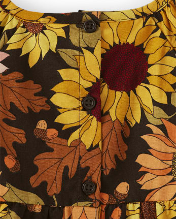 Girls Sunflower Ruffle Top - Autumn Harvest