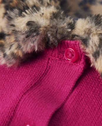 Girls Faux Fur Cardigan - Purrrfect in Pink