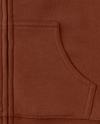 Boys Embroidered Owl Zip Up Hoodie - Autumn Harvest