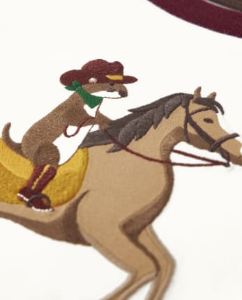 Camiseta Raglan de Caballo Bordado para Niños - Feria del Condado